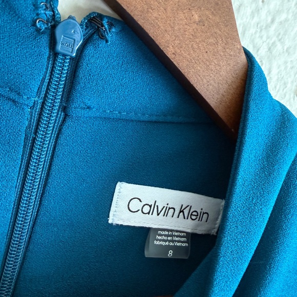 Calvin Klein Mock Neck Sleeveless Belted Midi Dress – Size 8 - Picture 6 of 13